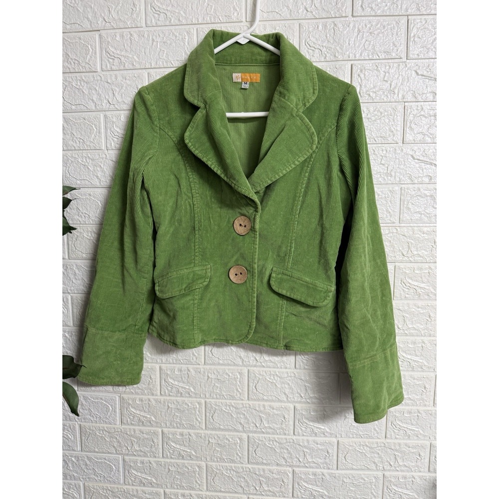 Tulle Anthropologie Green Corduroy Blazer Jacket Retro Cottagecore 7217 Womens M